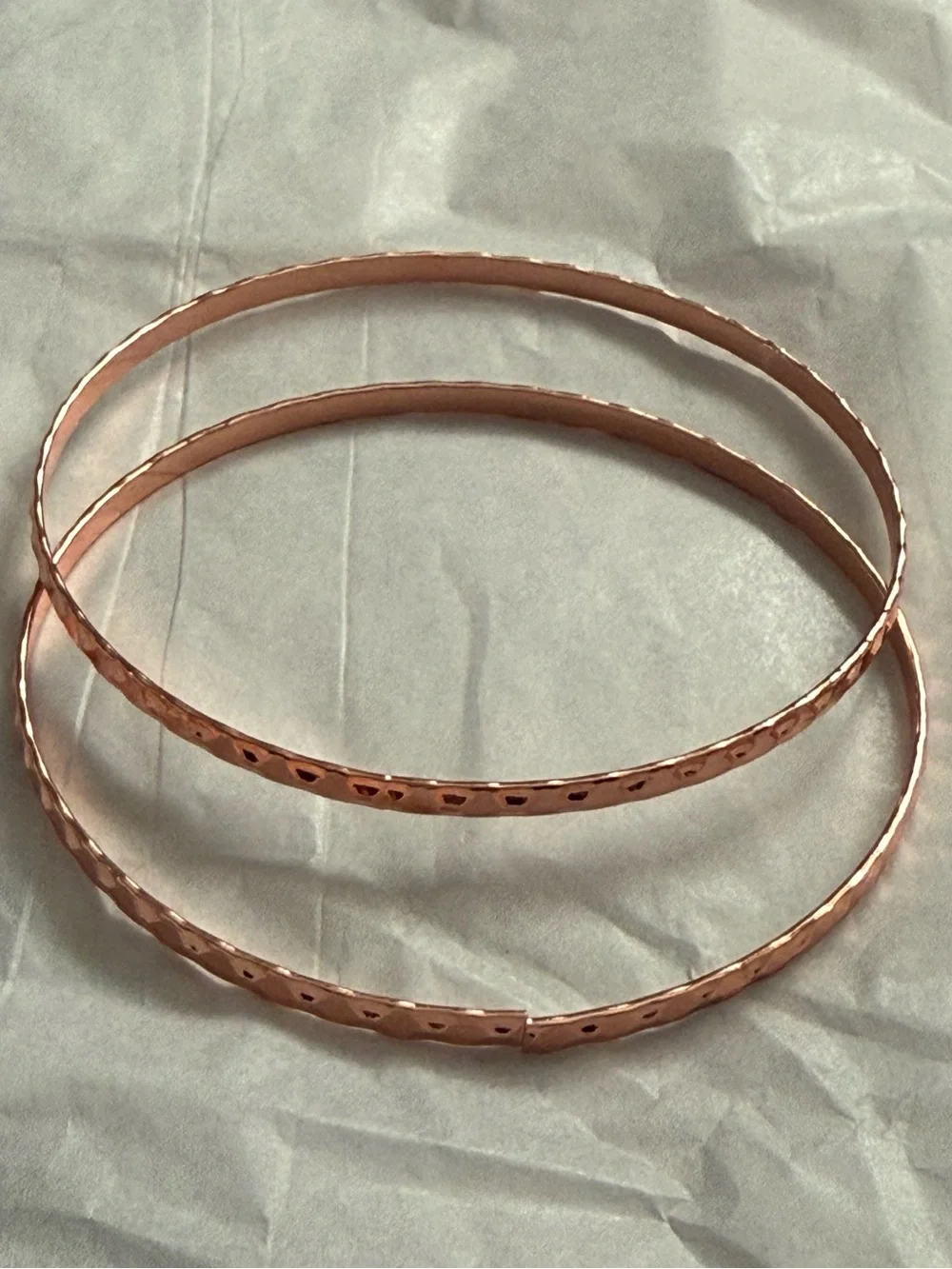 Rose Gold Hammered Bangle Bracelet Set - Women Jewelry
